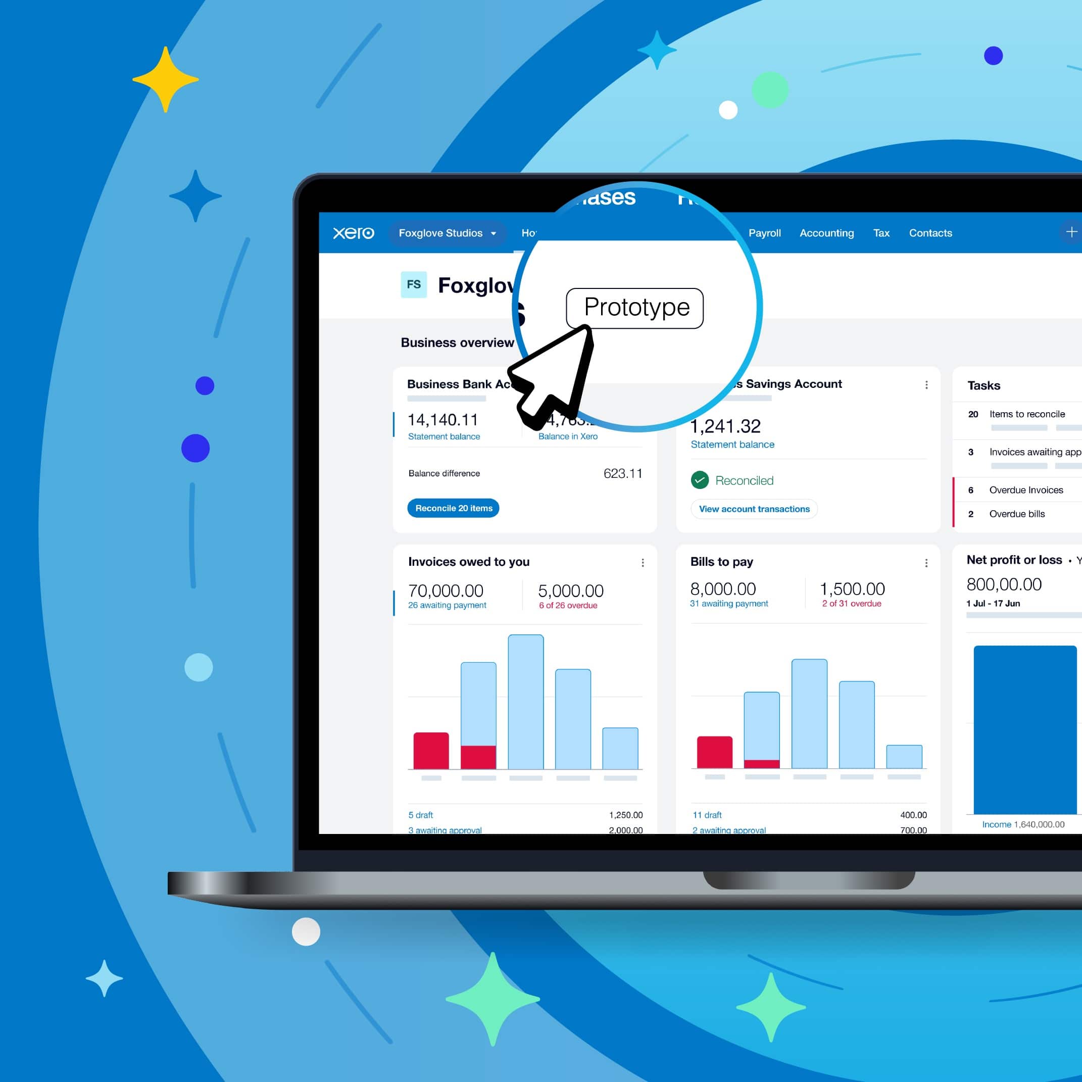image of a laptop with the new Xero UI on it